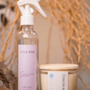 Kit vela pavio algodão e Home spray linha clássica CASCAS E FOLHAS