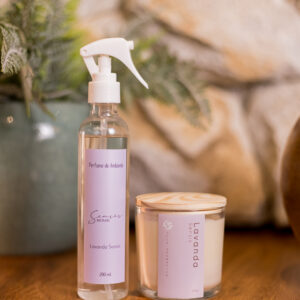 Kit vela pavio algodão e Home spray linha clássica LAVANDA