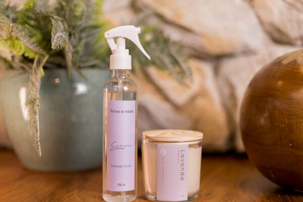 Kit vela pavio algodão e Home spray linha clássica LAVANDA